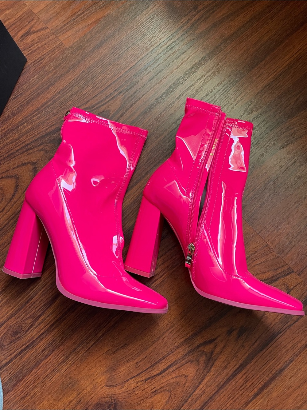 Azalea Wang neon pink booties